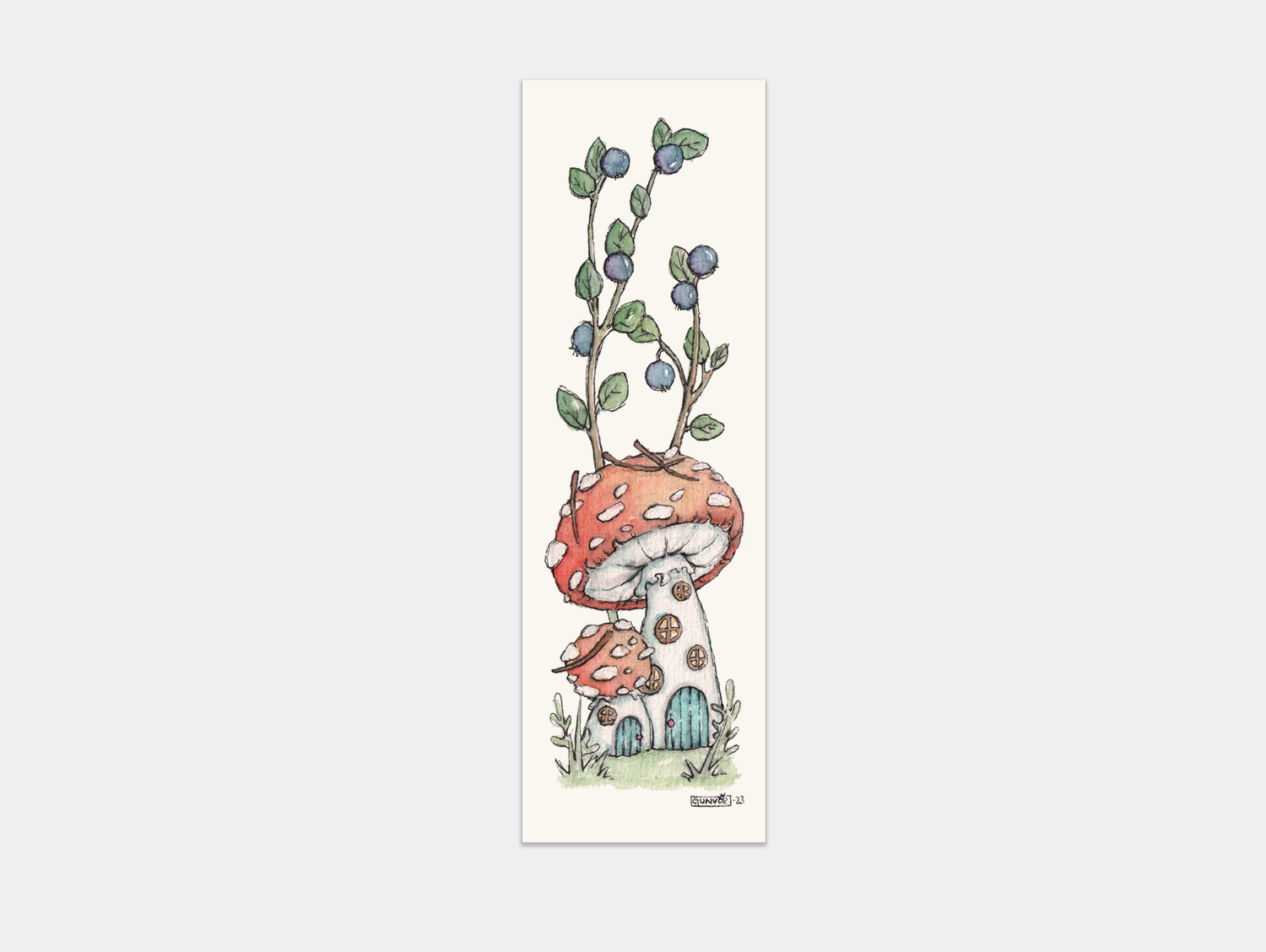 Bookmark - Mushroom house - Illustrator Gunvor Rasmussen