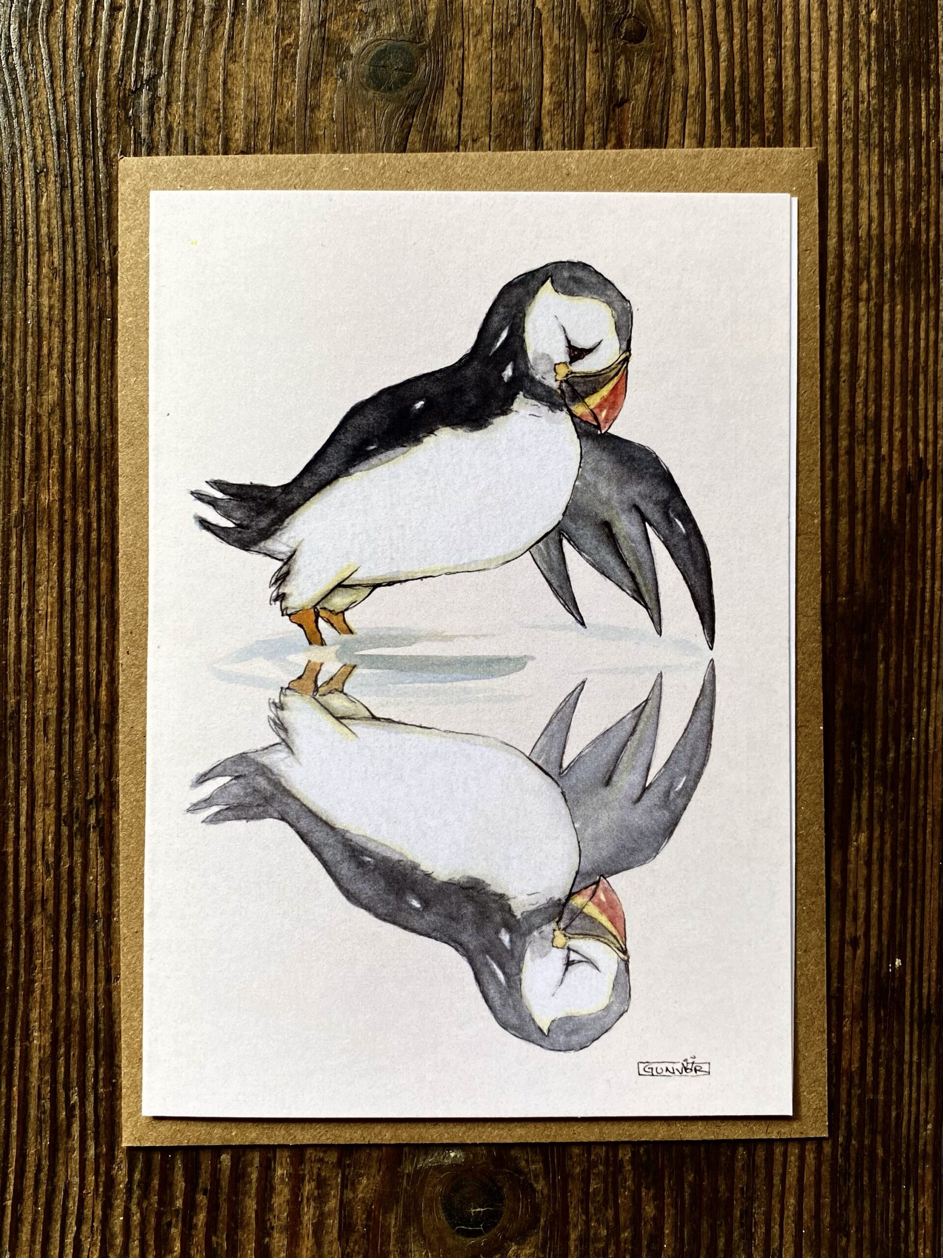 Card - Puffin mirror