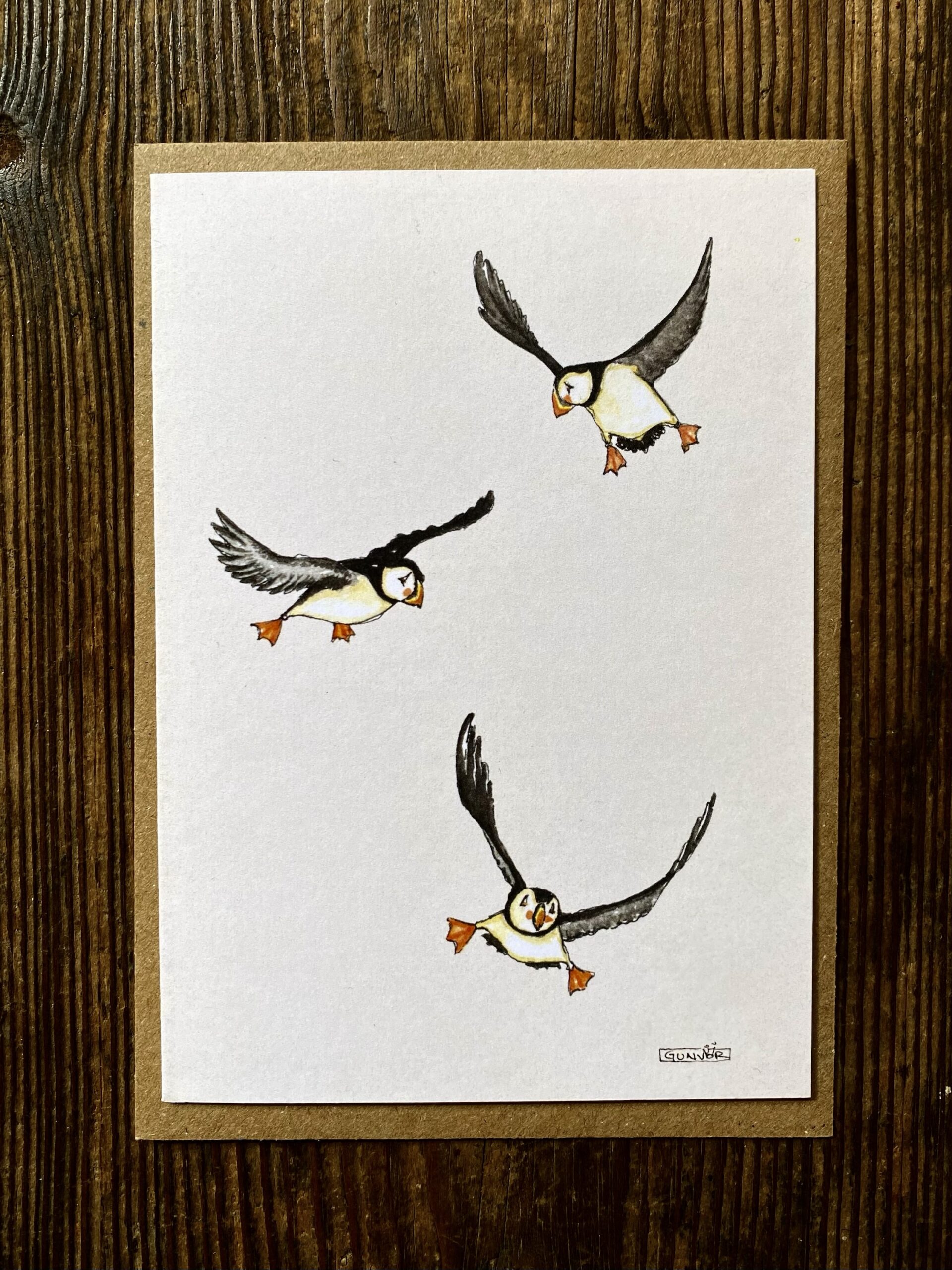 Card - Puffin Flying
