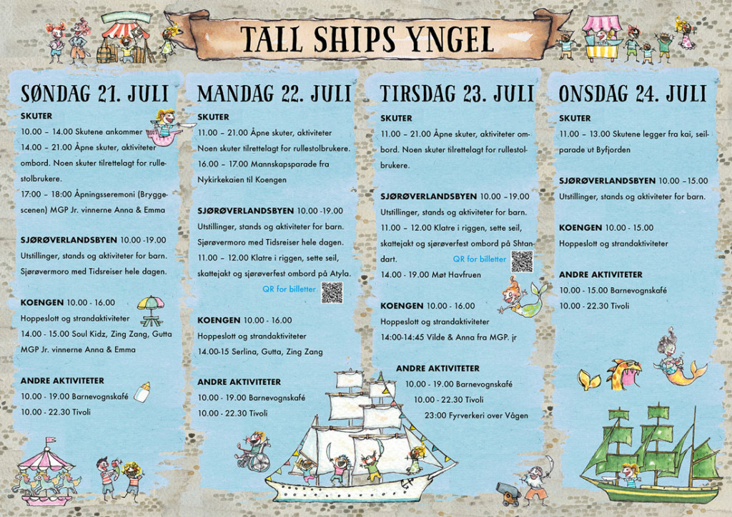 Illustrated Tall Ships Yngel programme with the children’s activities for each festival day