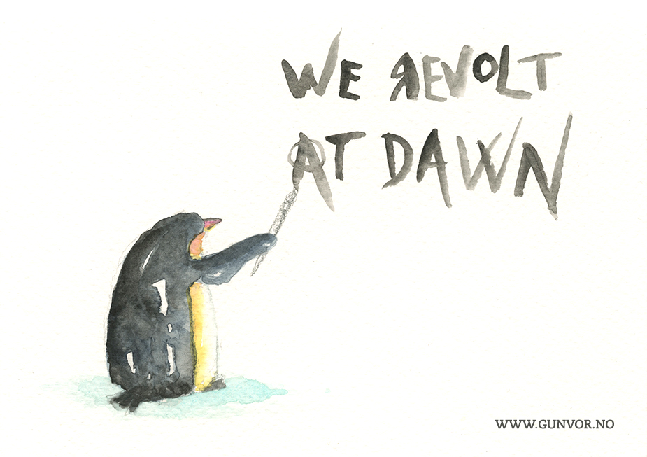 Stuart the penguin, illustration by Gunvor Rasmussen